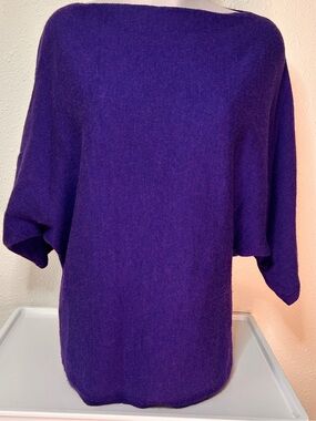 Cynthia Rowley Deep Purple Off-the-Shoulder Batwing Sweater